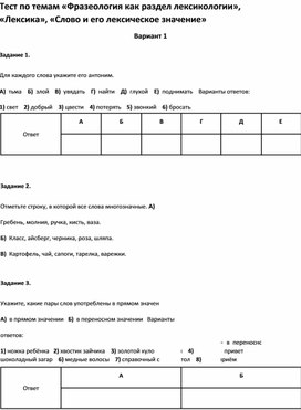 Обложка для материала Тест по темам по русскому языку