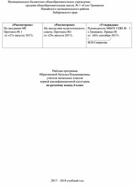 Рабочая программа по русскому языку для обучающихся 4 общеобразовательного класса УМК Перспектива