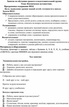 Обложка для материала НОД ПО ГРАМОТЕ