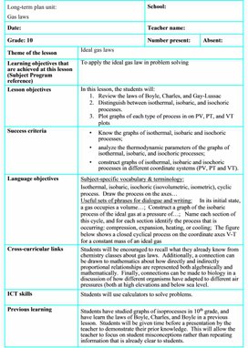 Обложка для материала Physics Grade 10 Gas laws Ideal gas law Lesson plan