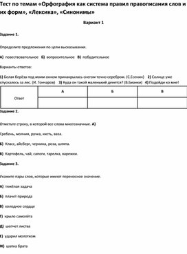 Обложка для материала Тест по темам по русскому языку