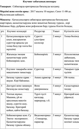 Критериальное оценование на уроках казахского языка и литературы