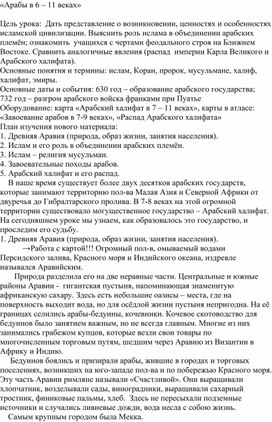 Обложка для материала «Арабы в 6 – 11 веках»