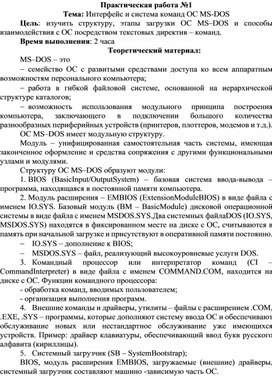 Обложка для материала Интерфейс и система команд ОС MS-DOS