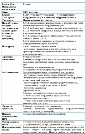 Обложка для материала М5Натуральные числа и нуль. Координатный луч_Разработка урока