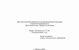 Дополнительная общеобразовательная общеразвивающая программа спортивной направленности  «Настольный теннис. Первый год обучения»