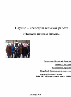 Научно-исследовательская работа "Помоги пернатому другу"