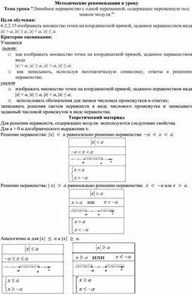 Обложка для материала 15. Линейное неравенство Методические рекомендации к уроку
