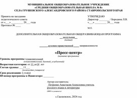 Обложка для материала ДОПОЛНИТЕЛЬНАЯ ОБЩЕОБРАЗОВАТЕЛЬНАЯ ОБЩЕРАЗВИВАЮЩАЯ ПРОГРАММА КРУЖКА "ПРЕСС-ЦЕНТР"