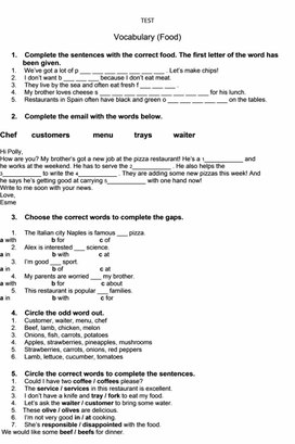 Обложка для материала Тест по теме "Еда" для 5-6 класса