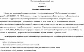 Рабочая программа по предмету "Окружающий социальный мир" 1 класс