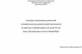 Конструкт организации совместной  познавательно-исследовательской деятельности  на прогулке в зимний период для детей 3-4 лет Тема: «Путешествие в гости к Зимней Фее»