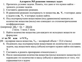 Обложка для материала Алгоритм решения типовых задач по химии