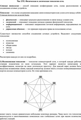 Теоретический компонент "Физическая и логическая топология сети"
