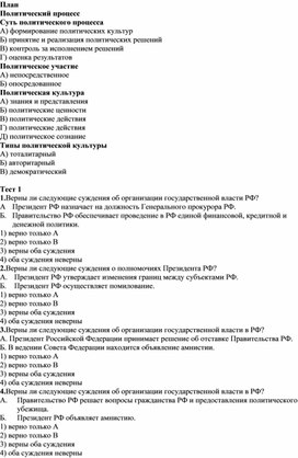 Обложка для материала Презентация к уроку обществознания 11 класс "Политический процесс и культура политического участия"