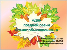 «Дни  поздней осени  бранят обыкновенно…»