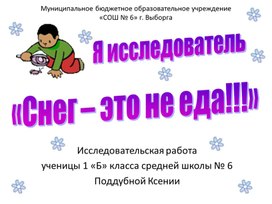 Исследовательская работа "Снег - это не еда!!!"