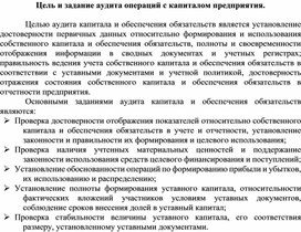 Обложка для материала Цель и задание аудита операций с капиталом предприятия.