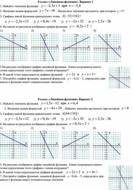 Практическая работа по теме "Линейная функция"