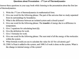 Обложка для материала The first law of thermodynamics Questions about presentation