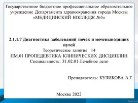 Презентация Диагностика заболеваний почек и мочевыводящих путей