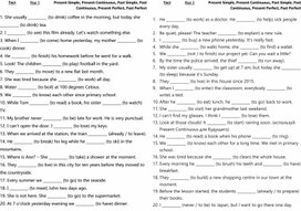 Обложка для материала Тест по временам английского языка Present Simple, Present Continuous, Present Perfect, Past Simple, Past Continuous, Past Perfect