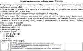 Индивидуальное задание по Базам данных MS Access