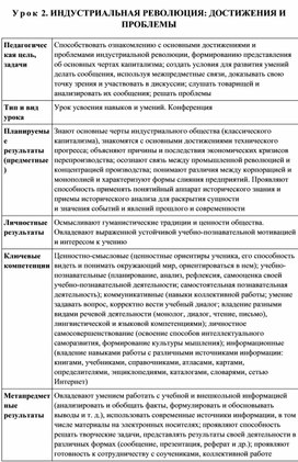 Таблица индустриальной революции