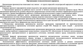 Организация технологического процесса