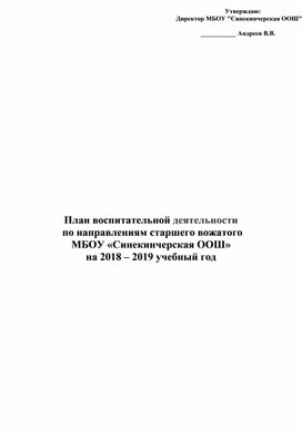 План воспитательной деятельности  по направлениям старшего вожатого МБОУ «Синекинчерская ООШ»