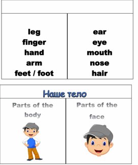 Интерактивный лексический шаблон к уроку английского языка в 3 классе по теме "Body parts".