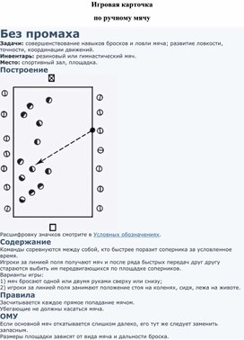 Игровая карточка "Без промаха"