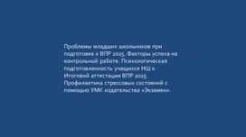 Обложка для материала Проблемы младших школьников при подготовке к ВПР 2025.