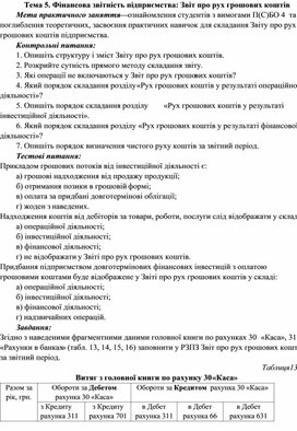 Обложка для материала Тема 5. Фінансова звітність підприємства: Звіт про рух грошових коштів