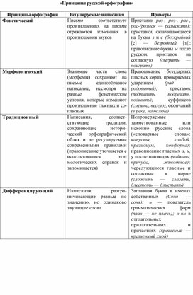 Схема принципы русской орфографии