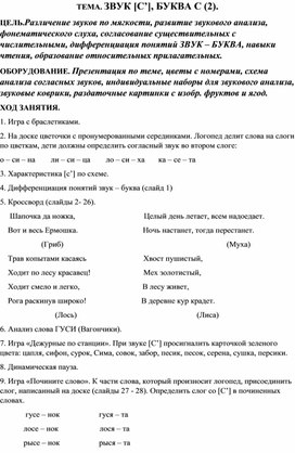 Обложка для материала Конспект занятия звук СЬ 2 продолжение