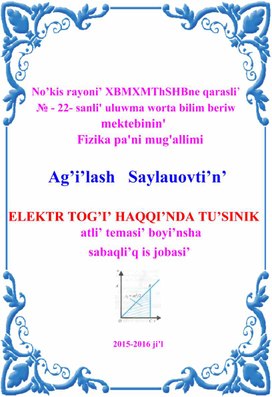 ELEKTR TOG’I’ HAQQI’NDA TU’SINIK