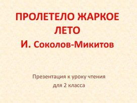 Презентация "Пролетело жаркое лето"