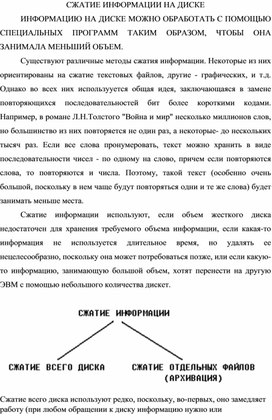 Обложка для материала СЖАТИЕ ИНФОРМАЦИИ НА ДИСКЕ.docx