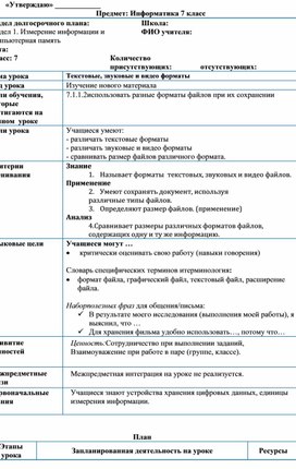 Измерение информации и компьютерная сеть Краткосрочный план