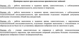 Обложка для материала Критерии оценок при выполнении практических заданий: