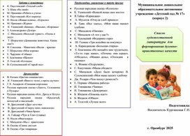 Обложка для материала Список художественной литературы  для формирования духовно- нравственных качеств