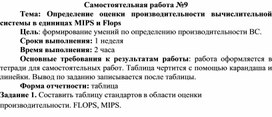 Обложка для материала Самостоятельная работа по теме Определение оценки производительности ВС