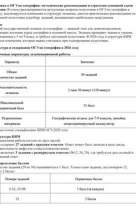 Обложка для материала Подготовка к ОГЭ по географии: методические рекомендации и стратегии успешной сдачи