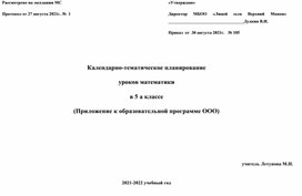 Календарно- тематическое планирование уроков математики в 5 классе