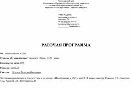 Рабочая программа по информатике 10-11 класс