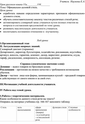 Конспекты уроков по русскому языку и литературе