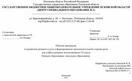 Обложка для материала Рабочая программа по развитию слухового восприятия