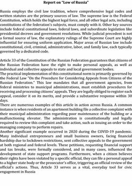 Обложка для материала сообщение на тему Law of Russia