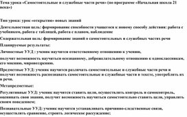Урок русского языка  в 3 классе "Самостоятельные и служебные части речи"